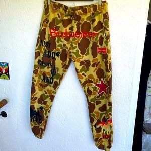 PacSun Budweiser Collaborate UnisexEmbroidered Camo Pocketed Joggers RARE size M